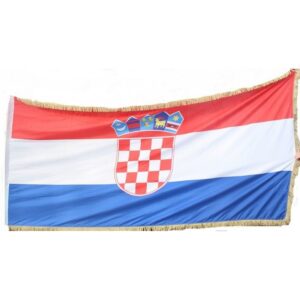Hrvatska zastava sa zlatnim resama i držačem